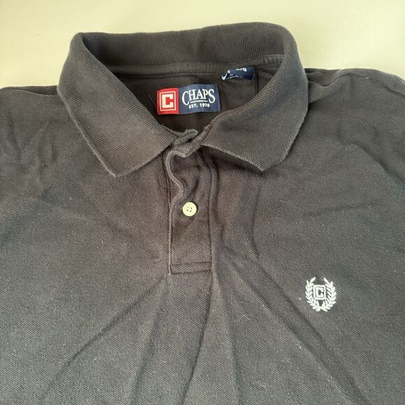 Chaps Polo Shirt Mens Long Sleeve  Embroidered Logo Black Size Large - Picture 2 of 12